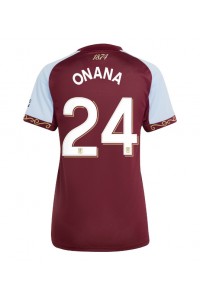 Aston Villa Amadou Onana #24 Jalkapallovaatteet Naisten Kotipaita 2025-26 Lyhythihainen